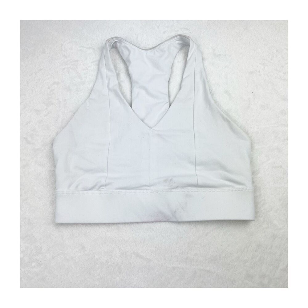 Fabletics small white sports bra vneck pull over